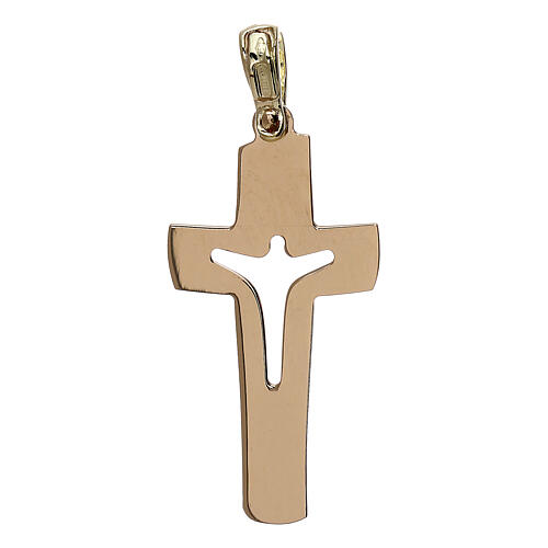 Cross with cut-out body of Christ, 18K gold, 1.53 g 2