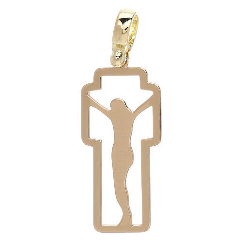 Cross with body of Christ silhoutte, 18K gold, 2.23 g 1