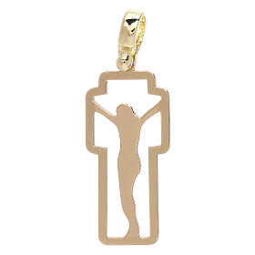 Croce con sagoma di Cristo oro 18 kt - gr 2,23