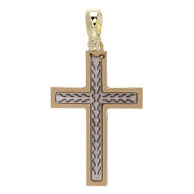 Croce con incisione treccia oro 18 kt - gr 2,03