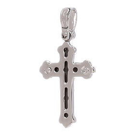 Croce Floreale bianco rodiato oro 18 kt - gr 2,33