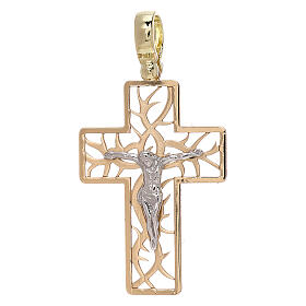 Croix bicolore avec épines or 18K 3,03 gr