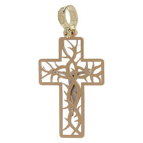 Croce bicolore con spine oro 18 kt - gr 3,03