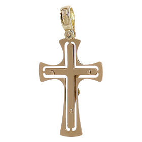 Croce traforata smussata con Cristo oro 18 kt - gr 3,40