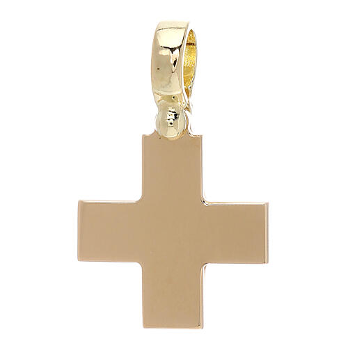 Krzyżyk kwadratowy polerowany żółte złoto 18K - 4g 1
