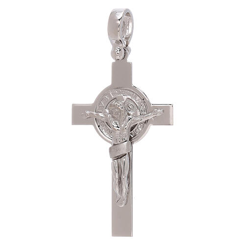 Croix Saint Benoît blanc rhodié or 18K 4,48 gr 1