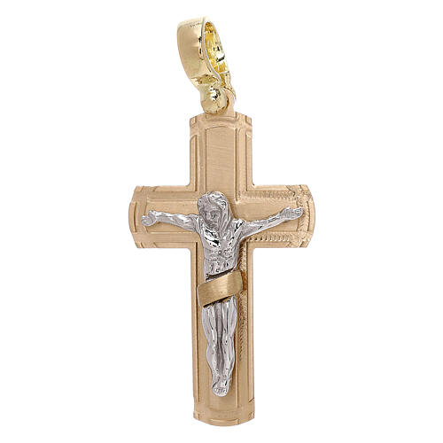 Cruz colgante incisa con Cristo oro 18 quilates - gr 3,68 1