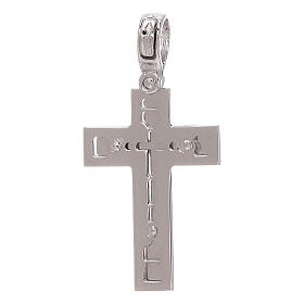 Croix pendentif or blanc relief brillant 18K 3,2 gr