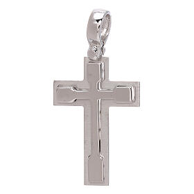 Croce pendente oro bianco inserto lucido 18 carati - gr 3,2