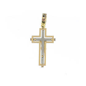 Bicolour cut-out cross with body of Christ, 18K gold, 3.13 g