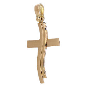 Croce pendente oro giallo 18 carati effetto onda - gr 3,05