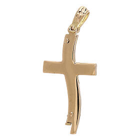 Croce pendente oro giallo 18 carati effetto onda - gr 3,05