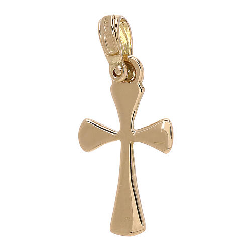Cross with rounded corners, double finish, 18K gold, 1.98 g 2