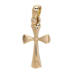Croce pendente stondata doppia finitura oro 18 carati - gr 1,98