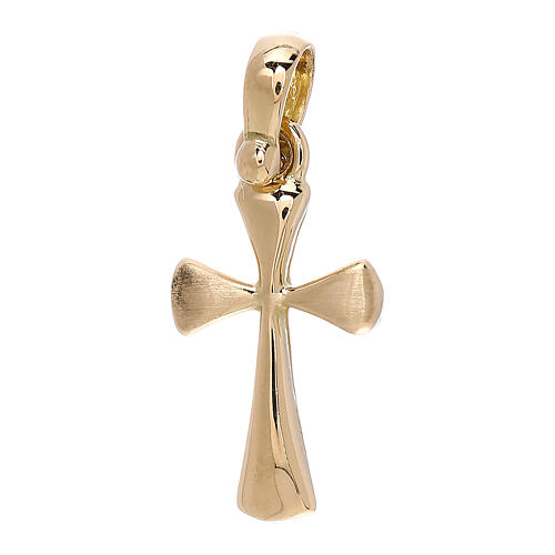 Croce pendente stondata doppia finitura oro 18 carati - gr 1,98 1