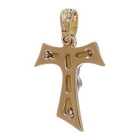 Croce Tau pendente oro 18 carati Cristo - gr 2,55