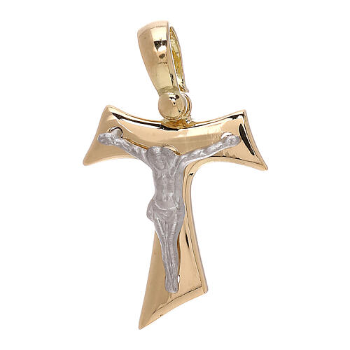 Croce Tau pendente oro 18 carati Cristo - gr 2,55 1