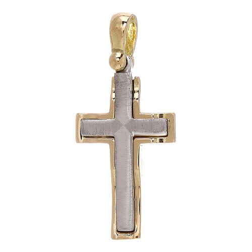 Cruz pingente bicolor ouro 18K 3,25 gr 1