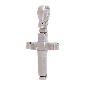 Croce quadretto centrale lucido oro bianco 18 carati - 1,83 gr