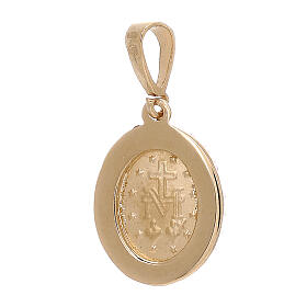 Pendente Madonna Miracolosa oro 18 kt strass bianchi 1,7 grammi