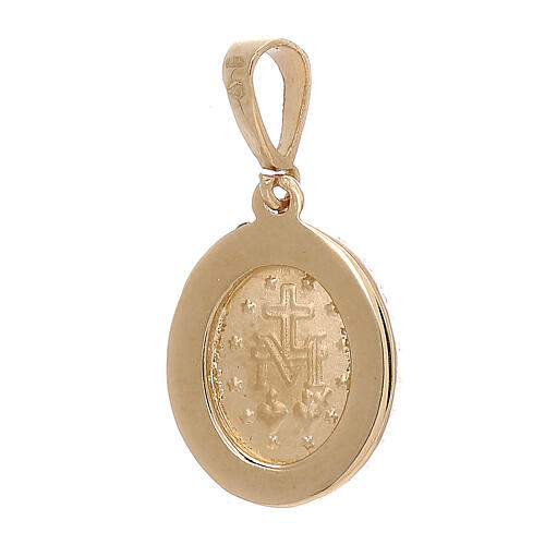 Zawieszka Cudowna Madonna, złoto 18k, biały stras, 1,7 g 2