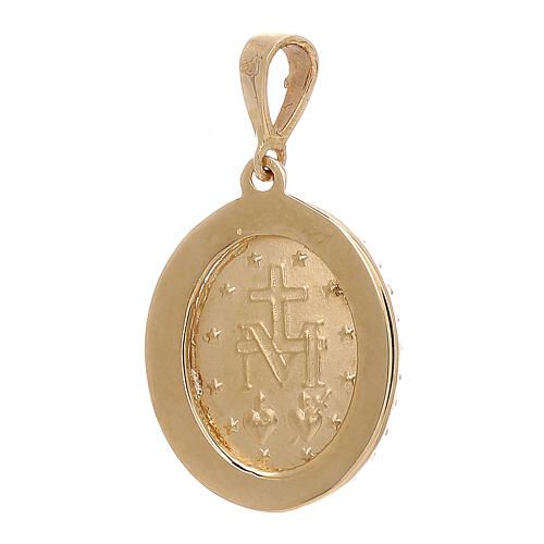 Miraculous Medal pendant 18-carat gold white crystals 2.6 gr 2