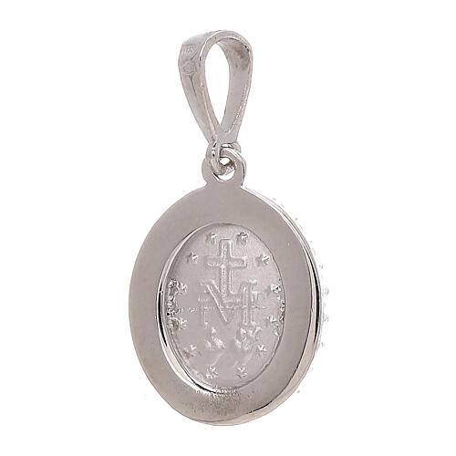 Miraculous Medal pendant, white gold and rhinestones, 1.7 g 2