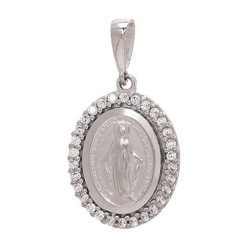 Miraculous Medal pendant, 18k white gold and white strass, 2.5 g 1