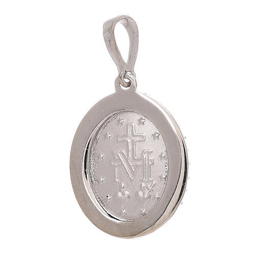 Miraculous Medal pendant, 18k white gold and white strass, 2.5 g 2