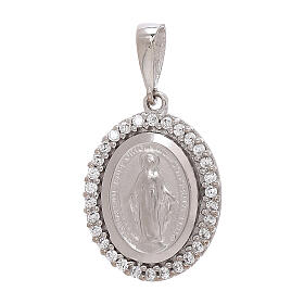 Ciondolo Madonna Miracolosa oro bianco 18 carati strass 2,5 grammi