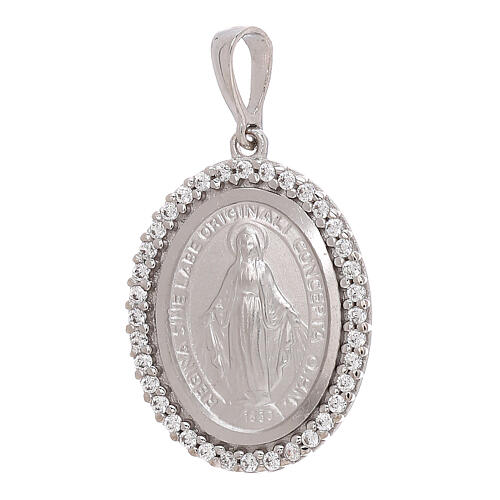 Miraculous Medal pendant, 750/00 white gold and white strass, 3.4 g 1