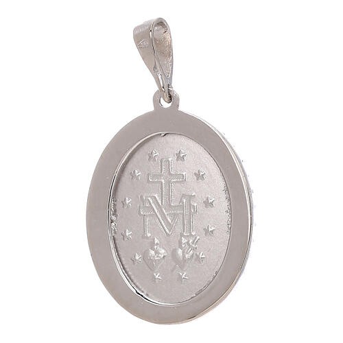 Miraculous Medal pendant, 750/00 white gold and white strass, 3.4 g 2