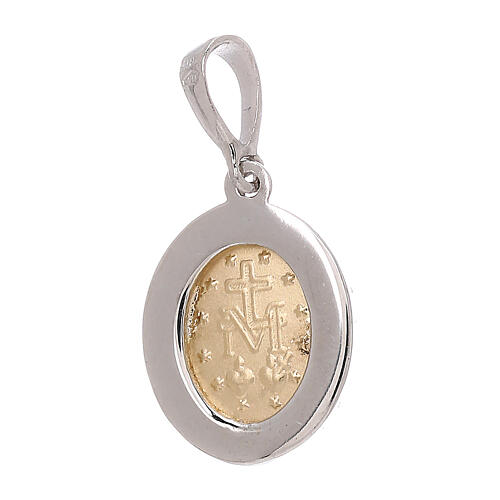 Bicoloured Miraculous Medal pendant, 750/00 gold and strass, 1.75 g 2