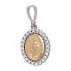Miraculous Medal bicolor pendant 750/00 gold white crystals 1.75 gr s1