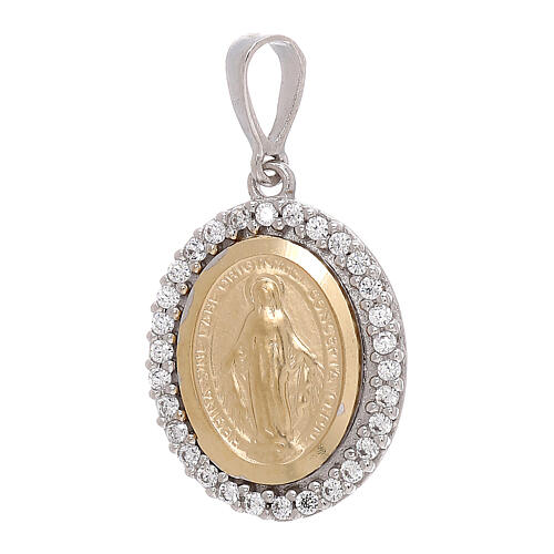 18k Miraculous medal, bicolour with strass 2.5 g 1