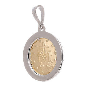 Pingente Medalha Milagrosa bicolor ouro 18K strass 2,5 gr