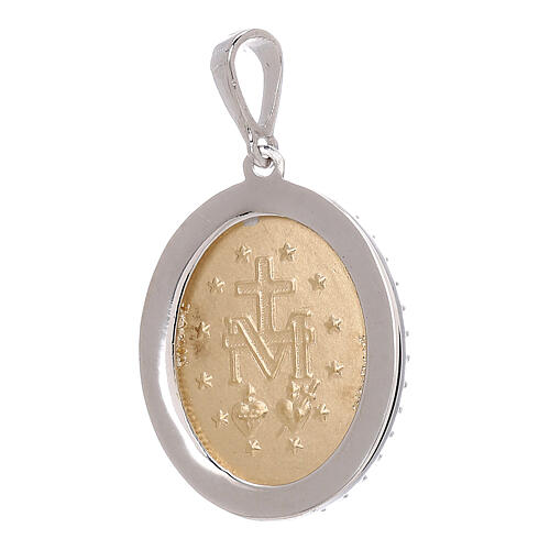 Médaille Miraculeuse pendentif or 750/00 bicolore strass 3,35 gr 2