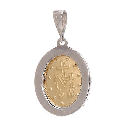 Miraculous Medal pendant, bicolour 750/00 gold and light blue strass, 2.6 g 2