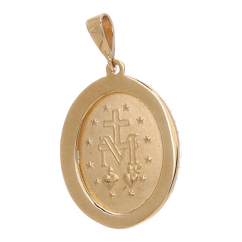 Miraculous Medal pendant, 18K gold and light blue rhinestones, 3.5 g 2
