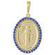 Pendente Medaglia Miracolosa oro 18 carati strass azzurri 3,5 grammi s1