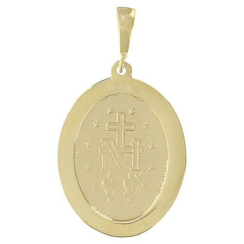 Pingente Medalha Milagrosa ouro 18K strass azuis 3,5 gr 2