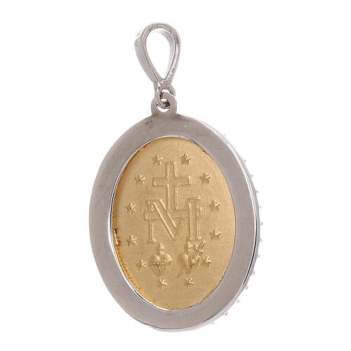 Miraculous Medal of bicoloured 18k gold and red rhinestones 3.4g 2