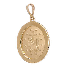 Miraculous Medal of 18k yellow gold and blue rhinestones 3.4g