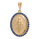 Miraculous Medal of 18k yellow gold and blue rhinestones 3.4g s1