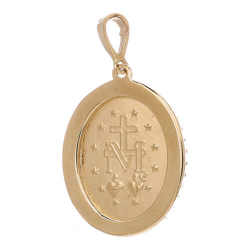 Pendentif Médaille Miraculeuse or jaune 18K strass bleu 3,4 gr 2