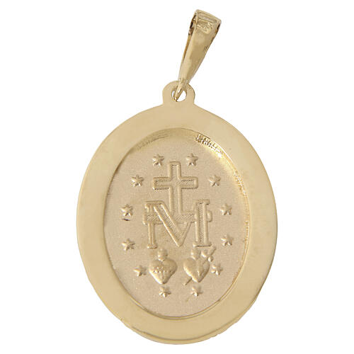 Pendente Medaglia Miracolosa oro giallo 18 carati strass neri 3,4 grammi 2