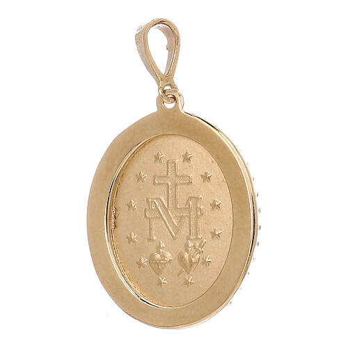 Miraculous Medal pendant 18-carat yellow gold bleu crystals 3.4 gr 2