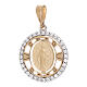 Round pendant Miraculous Medal 18-carat bicolor gold zircons s1
