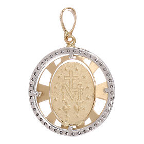 Pendente Madonna Miracolosa oro 750/00 zirconi tondo 2,7 grammi