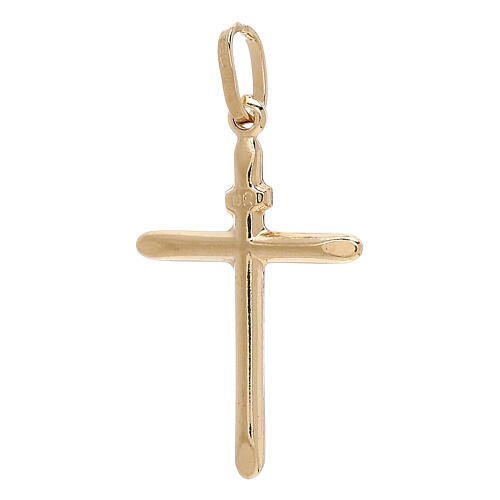 18K gold polished cross pendant, 1.1 grams 2